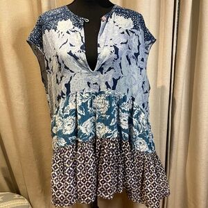 Free People Boho Mixed Print Mini Dress Size L